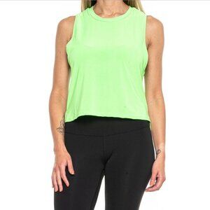 Onzie Womens NWT Lime Green Activewear Workout Cropped Tempo Tank Top Large